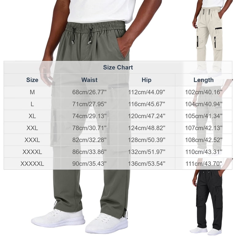 ZVAVZ Men's Drawstring Work Cargo Pants Adjustable Cuffs Straight