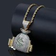 thumbnail image 2 of Collar con símbolo de dólar para hombre, colgante de bolsa de dinero con símbolo de dólar y cadena de 22.8, collar con símbolo de dólar de hip hop, collar punk rock para rapero, D, 2 of 3