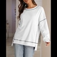 thumbnail image 4 of Sudadera Informal de Cuello Redondo para Mujer, Larga, Talla Grande, , con Costuras en Contraste, para Otoño. XXL, 4 of 8