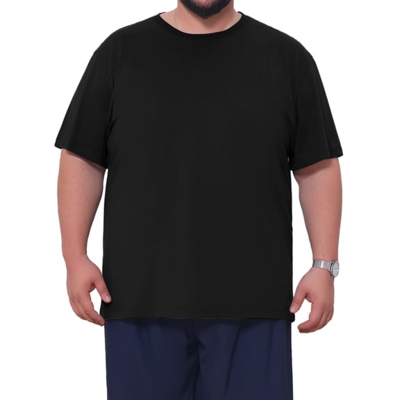 INSPIRE CHIC Men's Big & Tall Crew Neck Short Sleeves Plain Casual T-Shirts XL Black