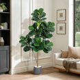 thumbnail image 2 of 5-ft artificial fiddle leaf fig tree con 77 leaves y negra planter pot - great para home, oficina, sala de estar decor y housewarming gift, 2 of 8