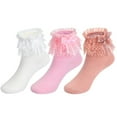 thumbnail image 5 of EnJoCho Girls Floor Socks 6 Pairs Girls Lace Socks Little Toddler Kids Cute Bowknot Lace Ruffle Socks Girls Soft Cute Casual Dress Socks School Home Indoor&Outdoor Wear, 5 of 7
