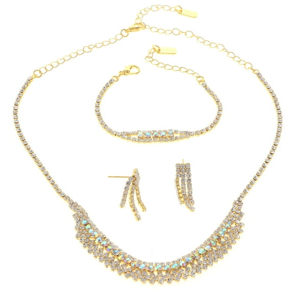 Rhinestone Necklace Bracelet Set
