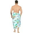 thumbnail image 3 of LA LEELA Men's Swim Bath Trunk Swimsuit Regular Surfing Swimwear Sarong Long Pareo Beach Wrap One Size Pastel, Island Summer Vacation Aloha, 3 of 3