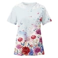 thumbnail image 5 of Raeneomay Tunic Tops for Women Printing Short Sleeve Round Neck Pullover Lace Tops Shirts Blouse, 5 of 5