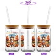 thumbnail image 2 of Thanksgiving Basset Hound Pilgrim Grateful, Thankful, Blessed Fall Welcome 16oz Glass Cup Mug Bassets Dog Breed Lovers Gifts Idea Glass Can with Bamboo Lid and Straw - 00021, 2 of 5
