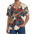 thumbnail image 1 of Fotbe Samurai Frog Guitar Camisa Estampada de Manga Corta para Hombre, Casual de Verano, Estilo Playero, Sin Arrugas-4X-Large, 1 of 5