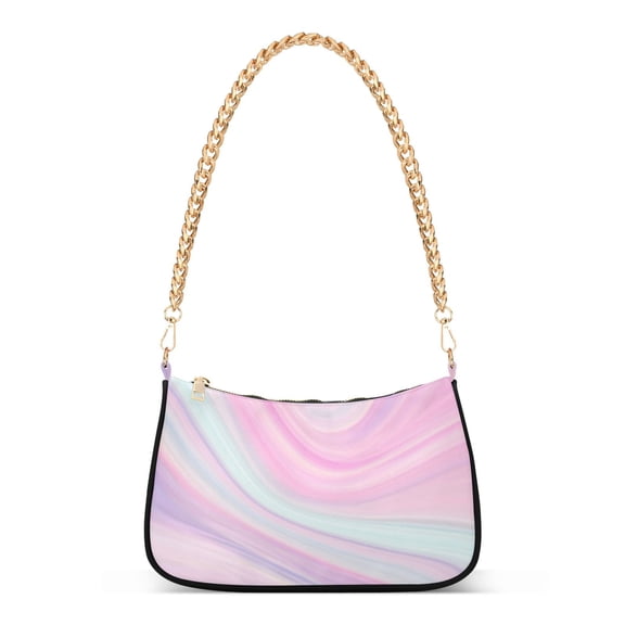 Rainbow Unicorn Marble Womens Chain Shoulder Bag Tote Handbag Clutch Hobo Purse with Zipper for Travel Casual