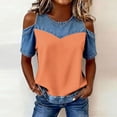 thumbnail image 5 of T-Shirts for Women Spring Summer Tops Ndbuld Women's Fashion Casual Round Neck Solid Color Short Sleeve Blouse Loose Spring And Summer Tops Orange S, 5 of 5