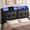 Black, variant on Pinmoco Queen Upholstered Headboard with Storage & Charging Station, LED Wingback Adjustable Headboard, PU Leather Headboard Only, Black