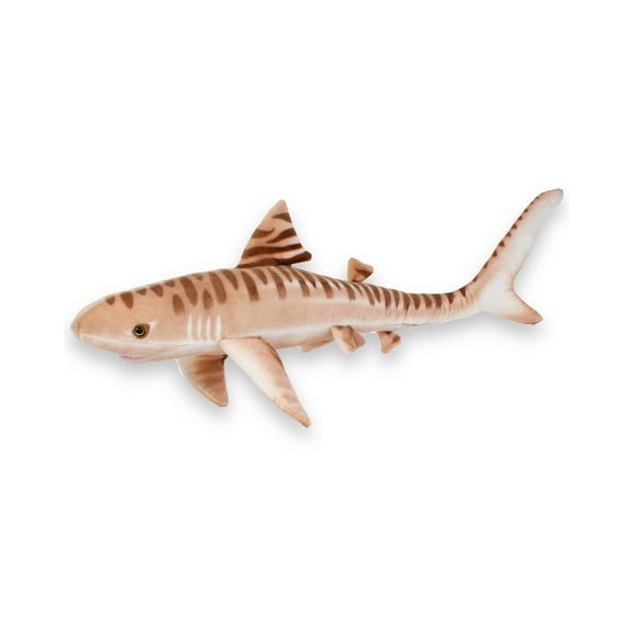 Real Planet 50" Brown Tiger Shark Realistic Stuffed Animal, Marine Sea Life Plush Toy & STEM Learning Gift for Birthday Boys & Girls