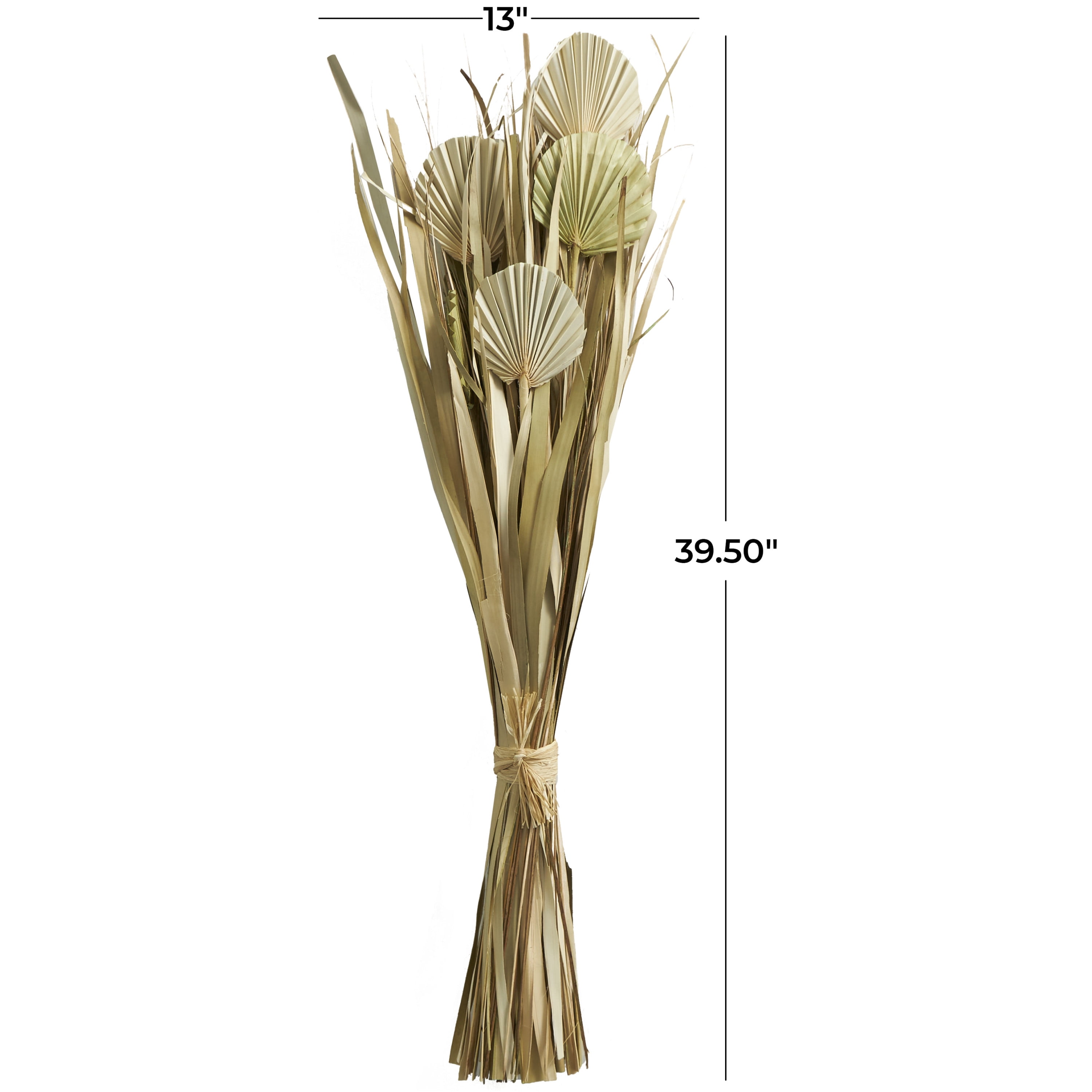 40" Handmade Tall Bouquet Dried Plant Natural Foliage Grass Bouquet with Fan Like Palm Leaves, by DecMode