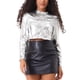 thumbnail image 1 of Chaquetas recortadas para mujer INSPIRE CHIC con cuello alto, cremallera metálica y mangas largas, chaqueta de fiesta M plateada, 1 of 6