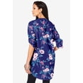thumbnail image 2 of Roaman's Women's Plus Size Floral Y-Neck Pintuck Tunic – Adjustable Long Sleeve Button-Front, Relaxed Shirt Style, 2 of 4
