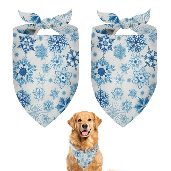 Dog Bandana 2 Pack,Blue Christmas Snowflake Pattern Bandanas for Dogs,Cat Bandana,Small/ Large Dog Bandana 2 Size,Dog Bandanas Girl Boy