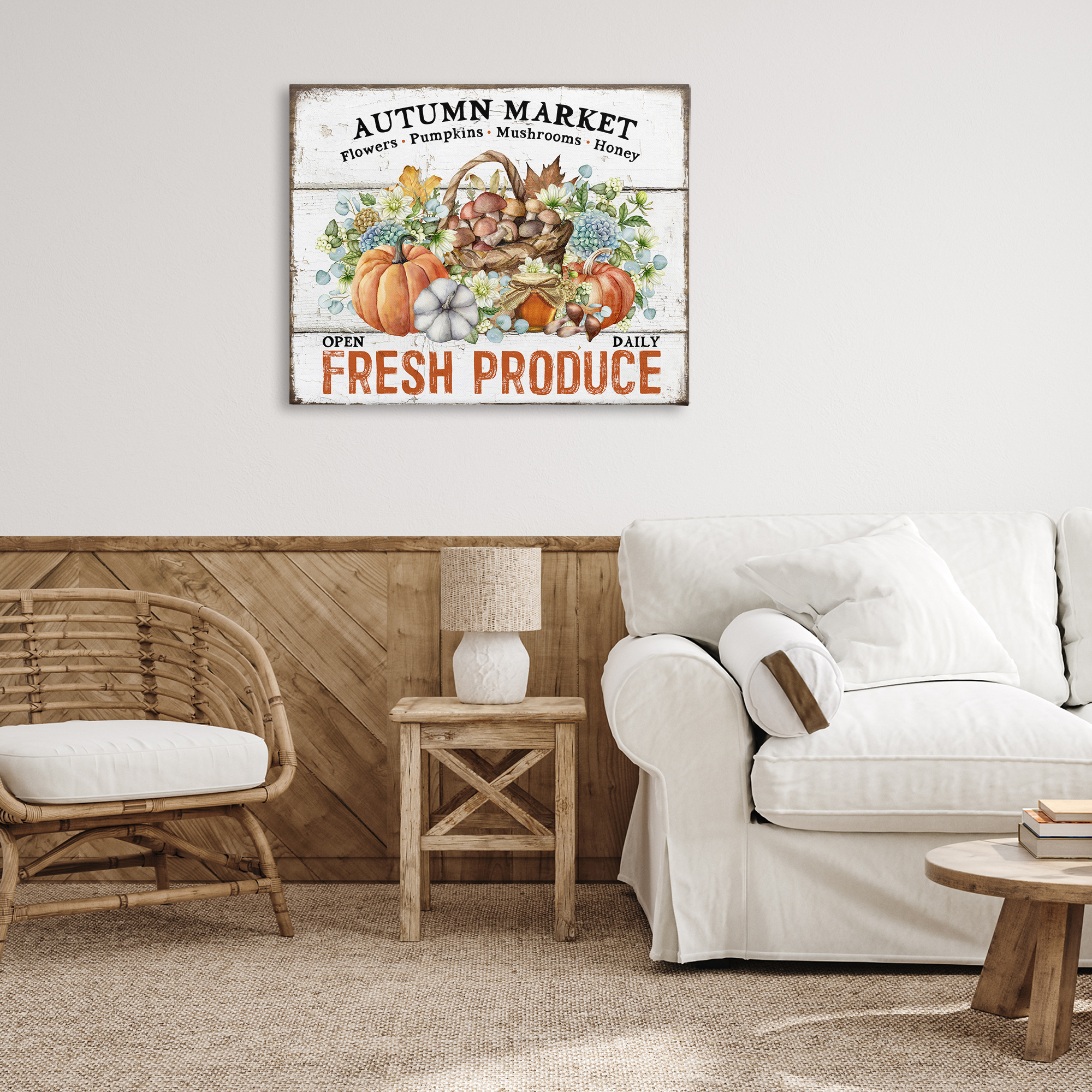 Stupell Industries Fresh Fall Produce Holiday Painting Gallery Wrapped Canvas Art Prints Wall Art, 40 x 30