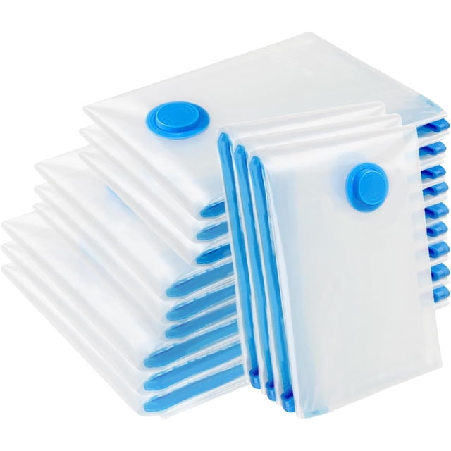 YQHWQ Sacs de Rangement sous Vide - Lot de 12 Sacs de Compression Réutilisables Robustes Gain de Place - Sacs sous Vide à Double Fermeture Éclair Sacs de Rangement sous Vide de Voyage pour Vêtements Couettes Édredons Literie (3 Jumbo+3 Grand+