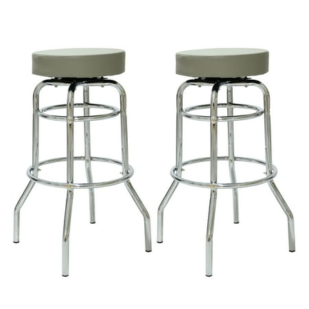 1950s Style Bar Stool - Porthos Home Retro 360 Degree Swivel Double Rung Bar Stools with 1950s Diner Style Chrome Finish Frame, Set of 2