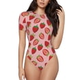 thumbnail image 1 of Balery Strawberries Body de cuello redondo de manga corta para mujer Tops de manga corta Tops básicos-Medium, 1 of 7