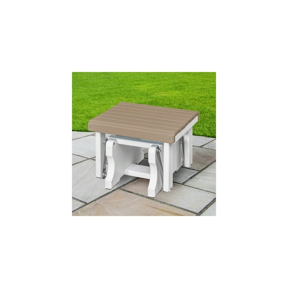 Gliding Ottoman - Weatherwood & White - HDPE Plastic - Durable Outdoor Furniture