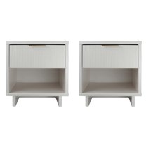 Manhattan Comfort Granville Solid Wood Nightstand 1.0 in White - Set of 2