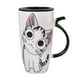 thumbnail image 5 of Taza de cerámica para café y té con diseño de gato, 600 ml, novedosa taza de cerámica para la mañana con tapa para el hogar y la oficina., 5 of 13