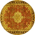 thumbnail image 1 of Ahgly Company Machine Washable Indoor Round Persian Yellow Traditional Area Rugs, 5' Round, 1 of 4