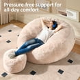 thumbnail image 4 of Vcatnet 59" Oversized Bean Bag Chair for Adults with Ottoman Giant Bean Bag Sofa Couch with Memory Foam Upholstered Lazy Floor Sofa for Living Room Bedroom, Beige, 4 of 8