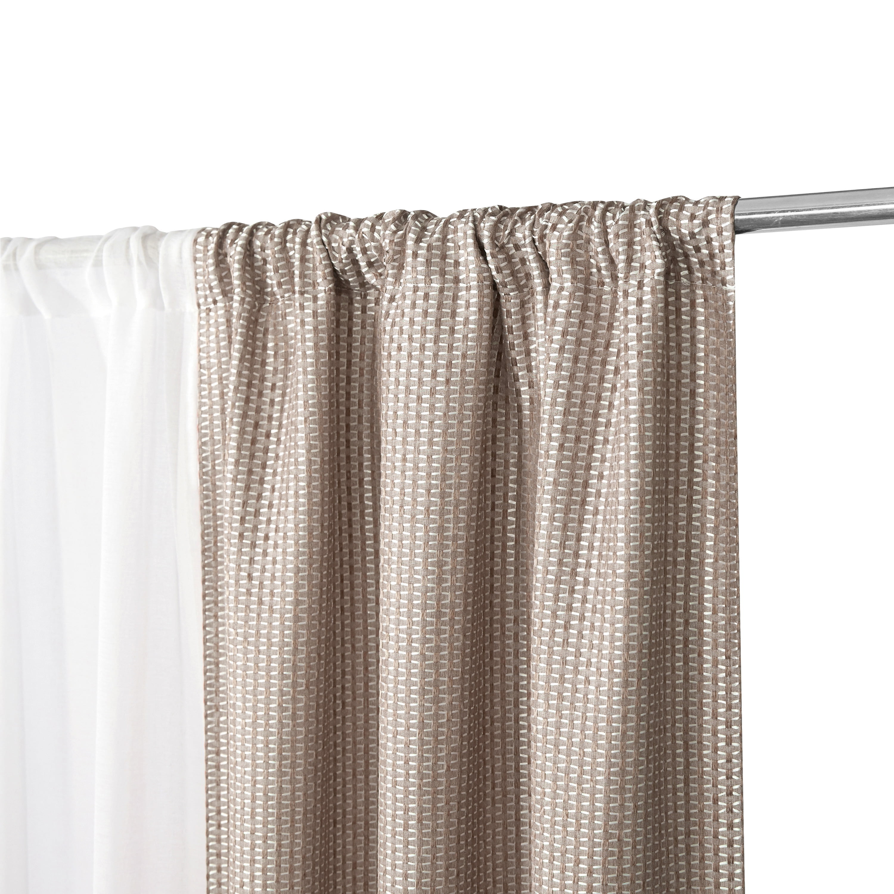 & Homes Taupe Better Stitch & Sheer & Open Curtain Piece 4 Gardens Solid 74x63 Set, Taupe, Panel
