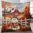 thumbnail image 4 of Thanksgiving Persian Pilgrim Grateful, Thankful, Blessed Fall Welcome Quilt Blanket Cat Lover Kitten Owner Gifts Cozy Comforter Throw Blanket - 00021, 4 of 5