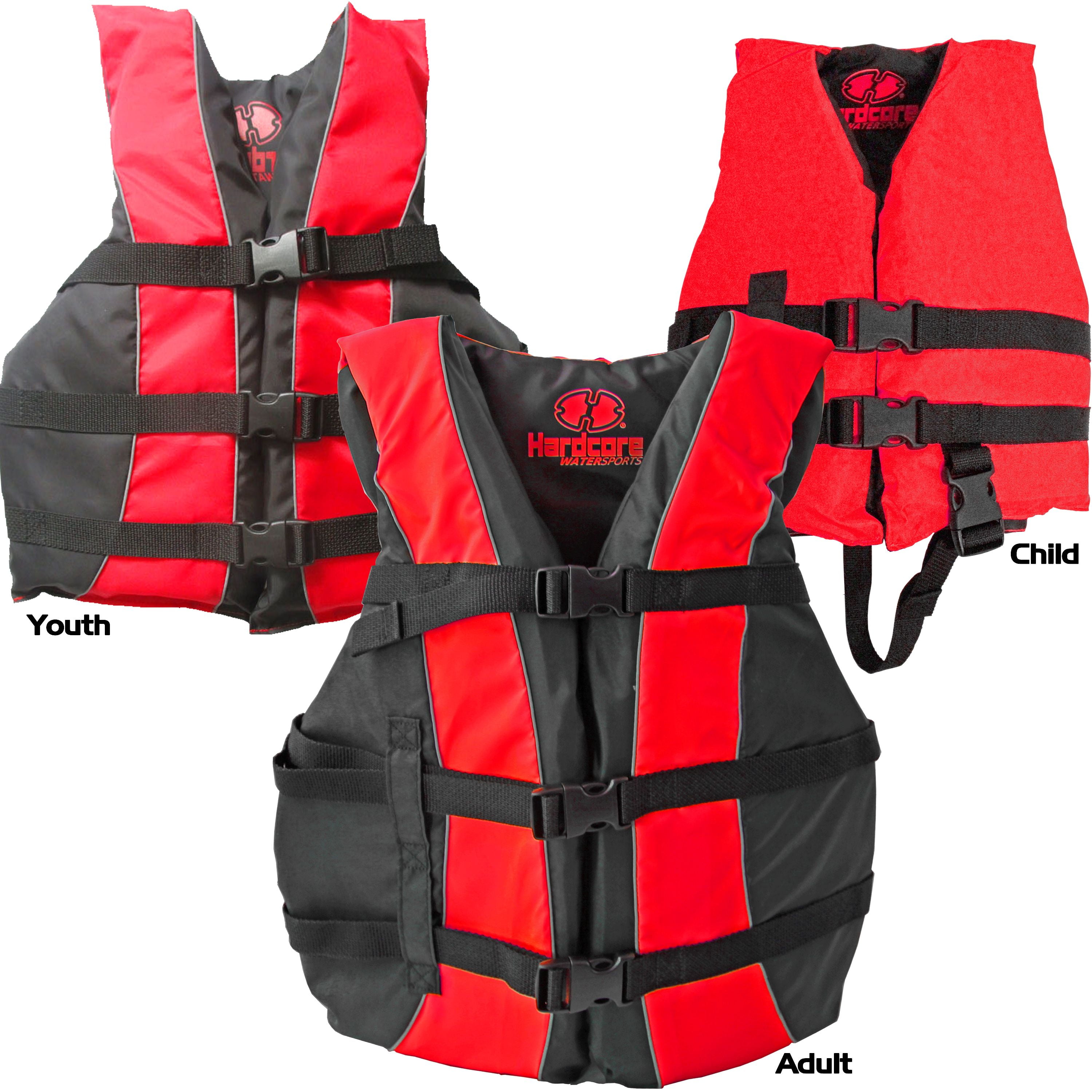 Hardcore Water Sports High Visibility USCG Approved Life Jackets for The Whole Family