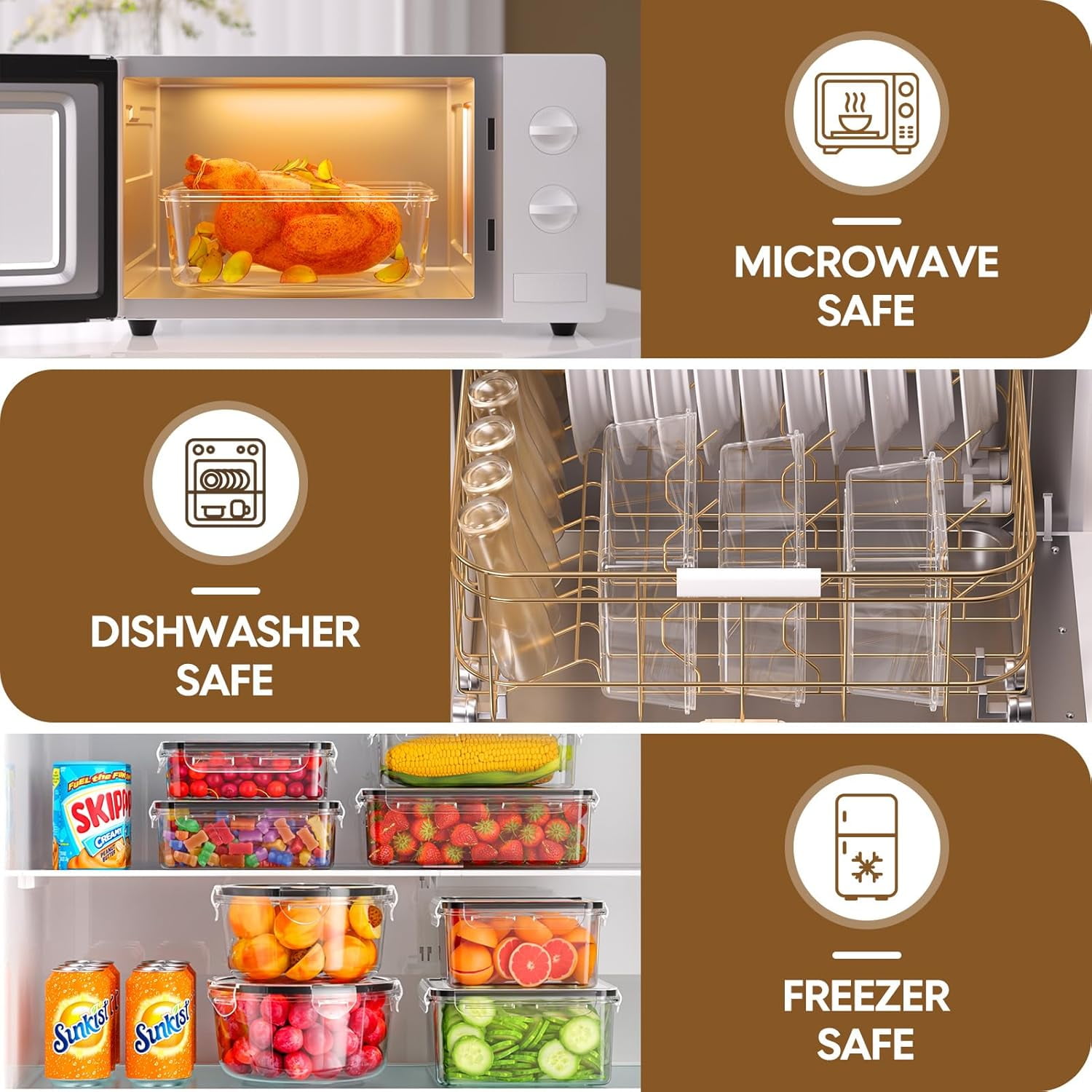70 PCS Food Storage Containers with Lids Airtight Leak Proof Meal Prep Set BPA-Free Plastic Microwave Safe