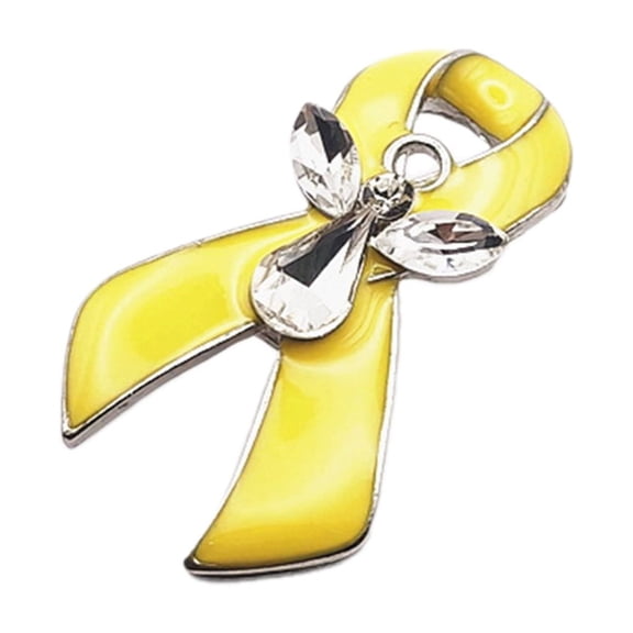 YIEMEEN Angel Yellow Ribbon Brooch Pin Stylish Collar Pin Accessory for Women