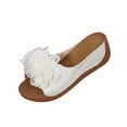 thumbnail image 5 of Women's Sandals Womens Wedge Sandals Womens Wedge Sandals 2026 Women Comfortable Low Walking Sandals for Beach Flower Slippers for Women Summer Dressy Flat Open Toe Casual Outdoor Shoes White 9, 5 of 7