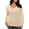 thumbnail image 3 of SOMER Womens Sweaters V Neck Pullover Long Sleeve Knitted Cozy Dressy Casual Lightweight Ladies Trendy Spring Fall Winter Sweaters for Women 2025, 3 of 9