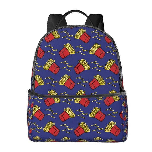 Cute French Fries Pattern Backpack,Large Capacity Travel Backpack,Laptop Backpack,Water Resistant Backpack For Women Men