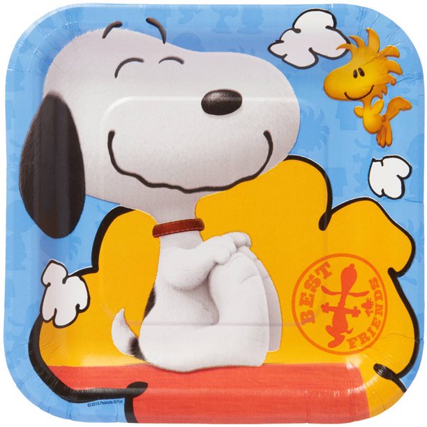 Peanuts 7" Square Plate, 8 Count, Party Supplies