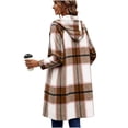 thumbnail image 6 of Aswuknt Women's Long Plaid Hooded Jacket Zip Up Casual Mid Length Outerwear for Fall Winter Daily Outdoor Wear, 6 of 8