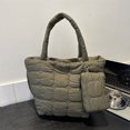 thumbnail image 5 of Bolso de mano acolchado para mujer Bolso de hombro de invierno con monedero Bolso hobo con cremallera (verde), 5 of 5