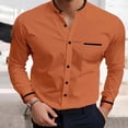 thumbnail image 2 of Zylarhe Men T Shirts Men's Long Sleeve Lapel Shirt Casual Patchwork Holiday Cardigan Shirts Tops Casual Blouse, 2 of 3