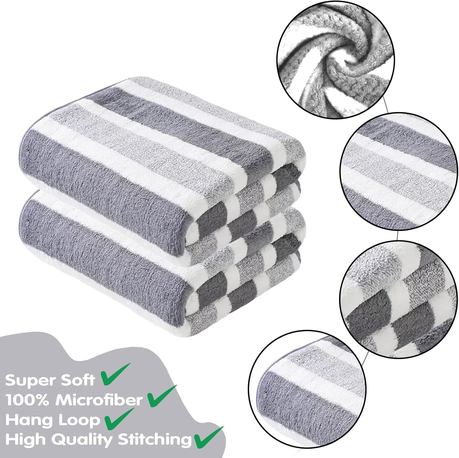 Fylivore Beach Bath Towels 4 Pack,35"x70" Ultra-Soft and Absorbent Lightweight, Quick-Drying Gym Towel Fast-Drying Adult Beach Towel with Hanging Loop, Perfect for Camping and Travel