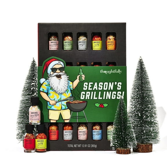 Smokehouse by Thoughtfully Grilling Spice Bbq Seasonings and Rubs Gift Set, Flavors Included, Holiday Wrap, Powder Form, Set of 20