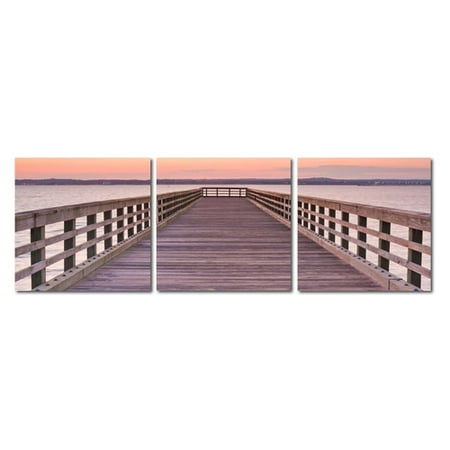 Wholesale Interiors Baxton Studio Pier Sunset Mounted 3 Piece Framed Photographic Print on Wrapped Canvas Set