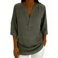 thumbnail image 3 of Aboser Womens Half Sleeve Blouses Dressy Casual V Neck Shirts Going Out Tops 2026 Summer Beach Vacation T Shirt Solid Color Plain Blouse, 3 of 8