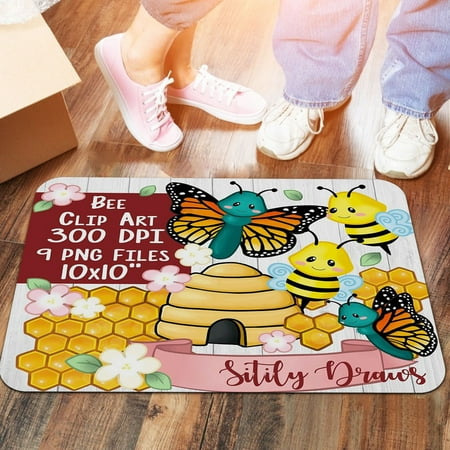 

Coerni Honeybee Day Decoration Door Mat Anti-slip Bottom Indoor Outdoor Carpet