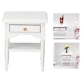 thumbnail image 2 of 1:12 White Mini Bedroom Furnishing Articles Wooden Bedside Table Model, 2 of 4