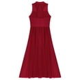 thumbnail image 6 of RUNQHUI Women Lyrical Dance Costume Mock Neck Dance Dress Leotard Morden Contemporary Ballet Burgundy XL, 6 of 7
