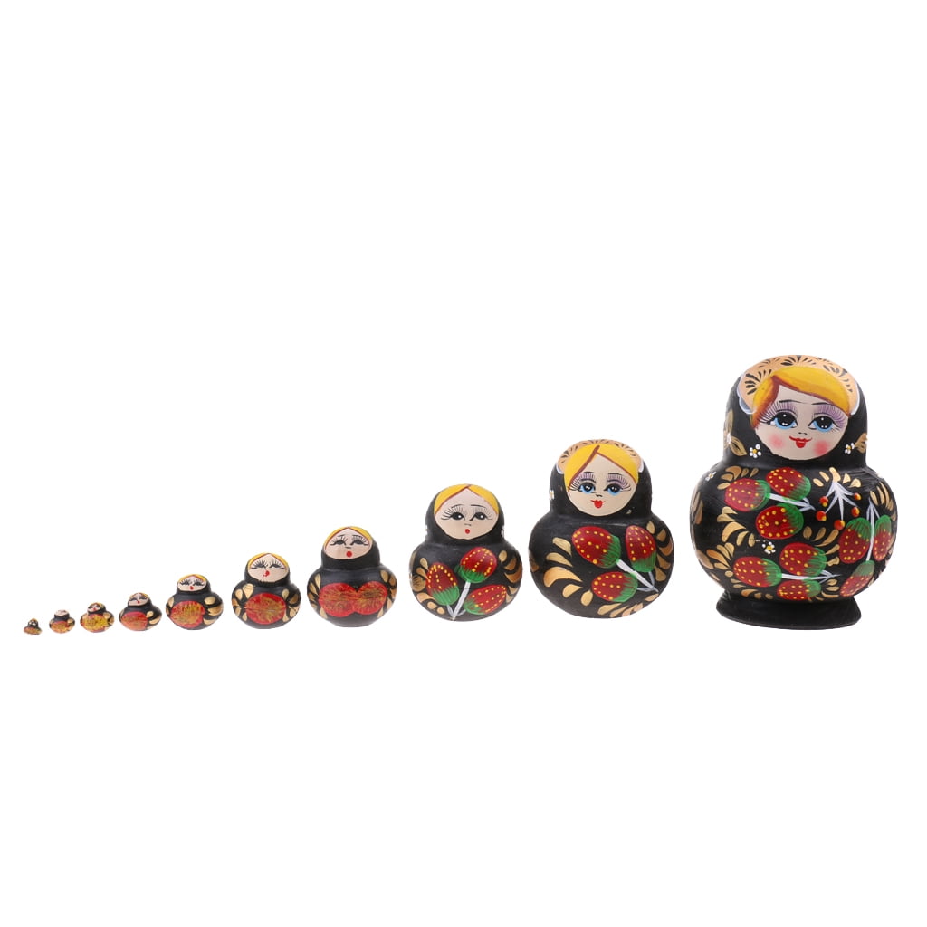 5pcs Handmade Skeleton Printed Babushka Russian Nesting Doll Matryoshka Toy 