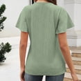 thumbnail image 4 of Mittory Womens T Shirt V Neck Loose Fit Ruffle Sleeve Summer Hollow Casual Tops Eyelet Blouse, 4 of 8