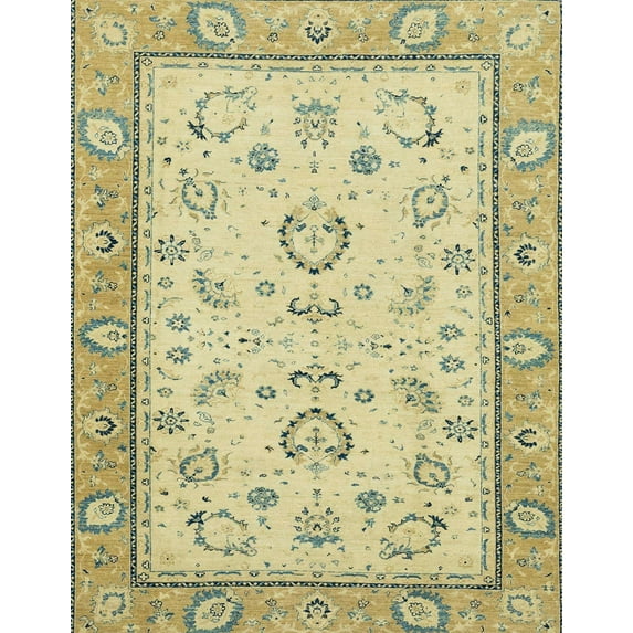 Ahgly Company Indoor Rectangle Abstract Copper Green Oriental Area Rugs, 5' x 7'